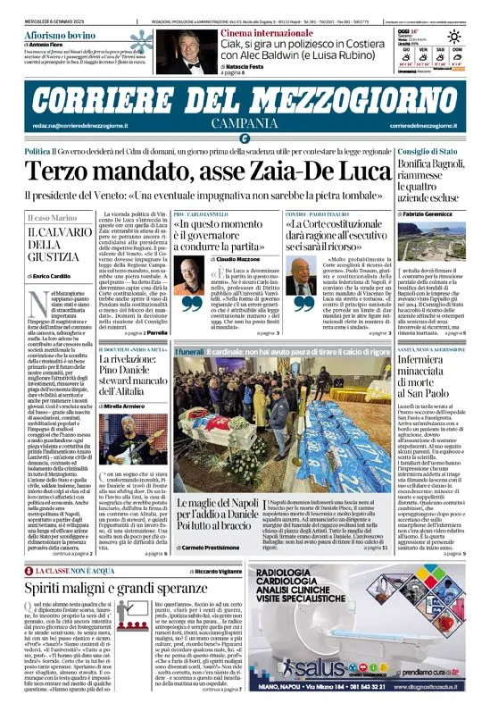 Prima-pagina-corriere del mezzogiorno-del-2025-01-08